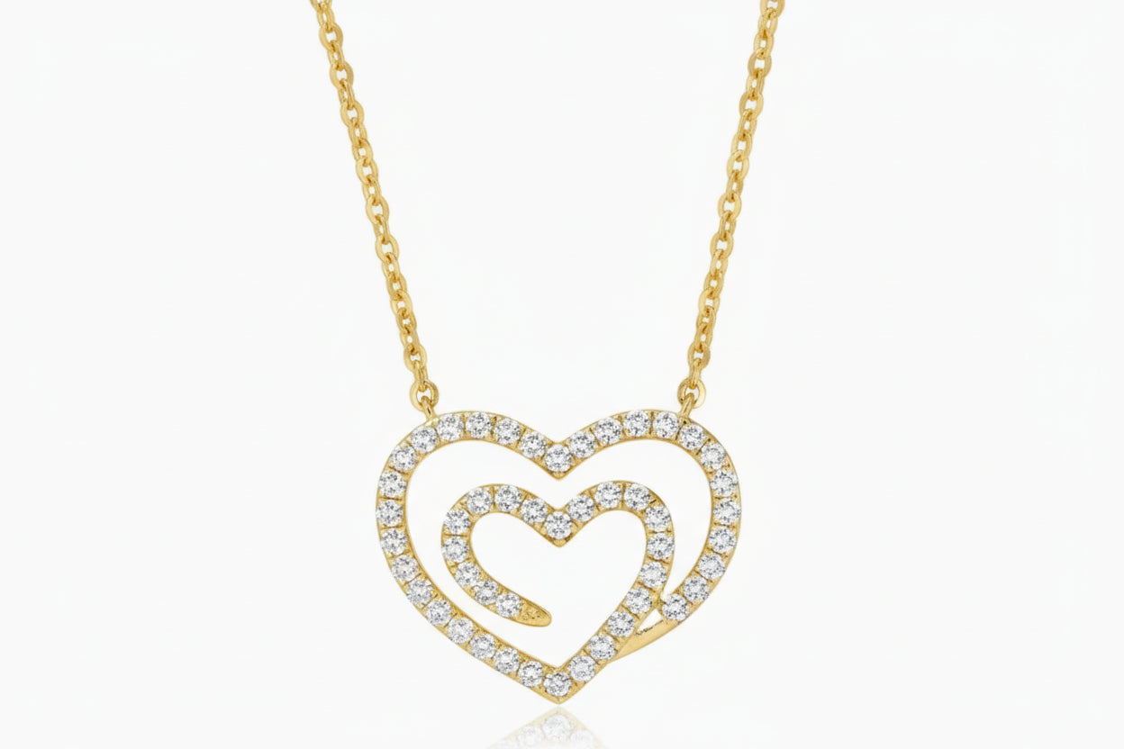 Tipperary Crystal Heart Pendant Gold Swirl
