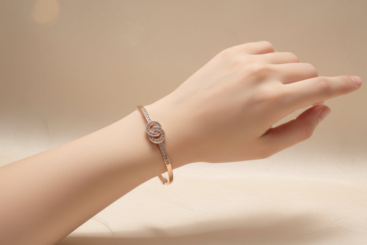 Rosegold  Plated  Double  circle  Bangle