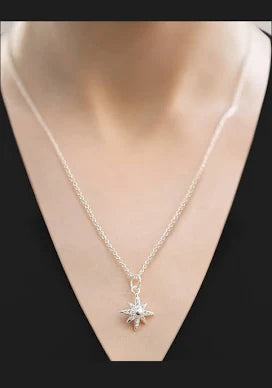 Newbridge Silver Plated Star Pendant with Clear Stones