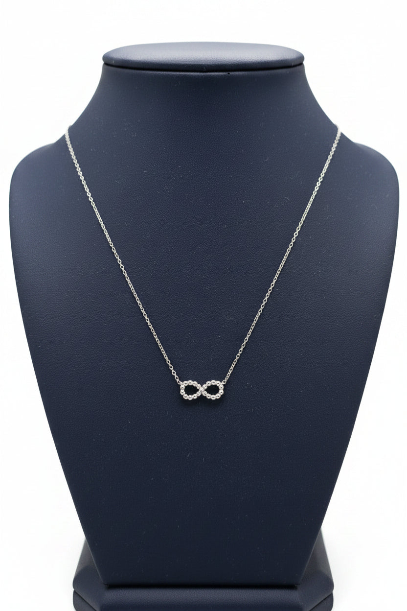 Sterling Silver Infinity Pendant with Clear Stones Necklace