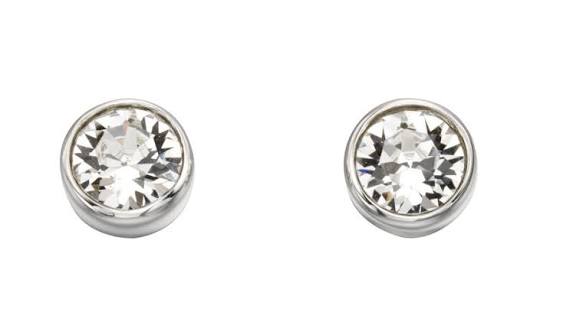 Sterling Silver April Birthstone Stud Earrings