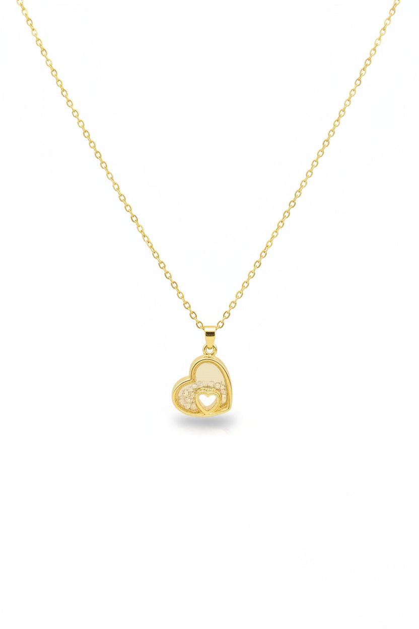 Goldplated Heart with Floating Stones