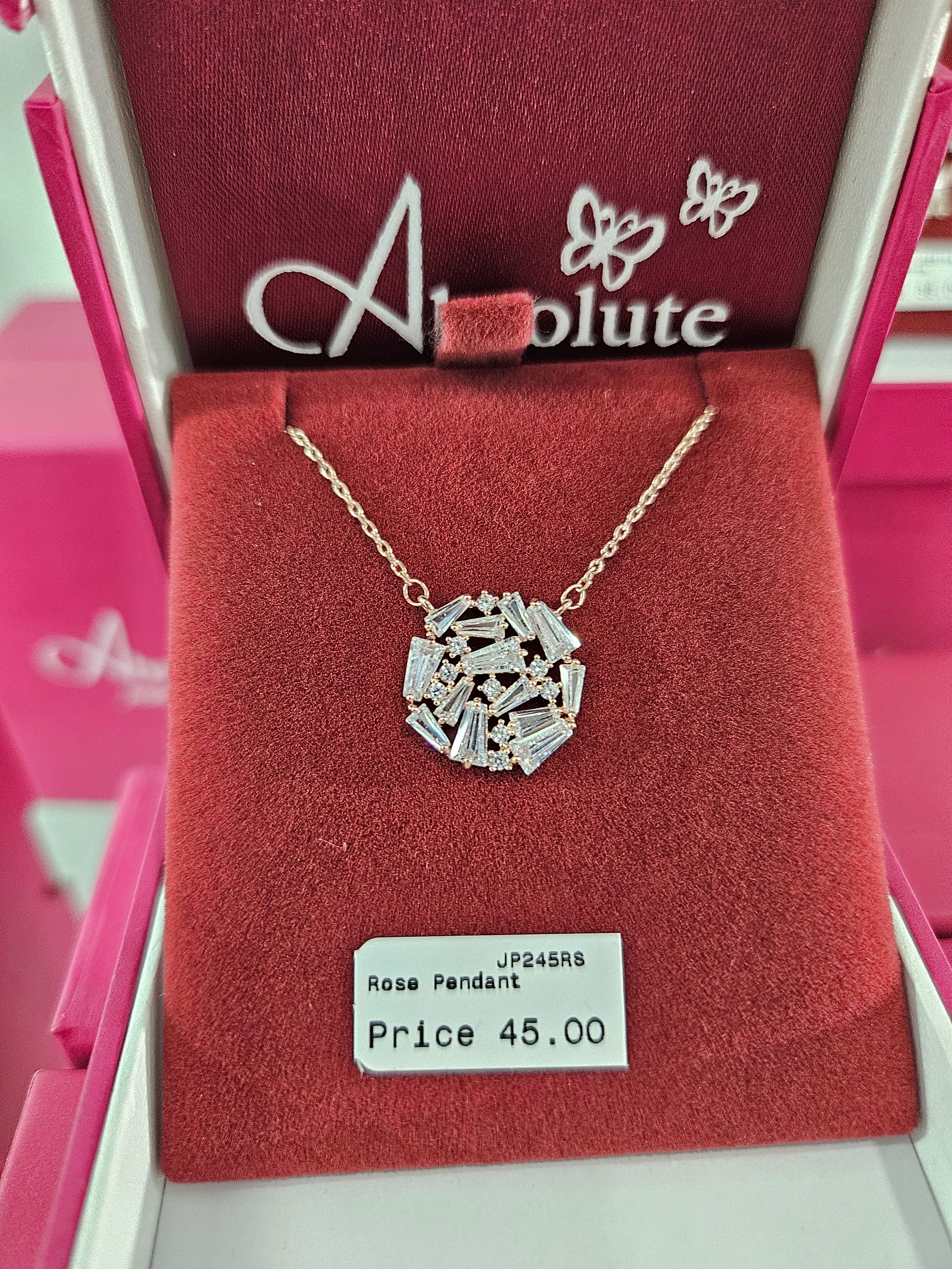 Absolute Rosegold Plated Pendant with Crystal