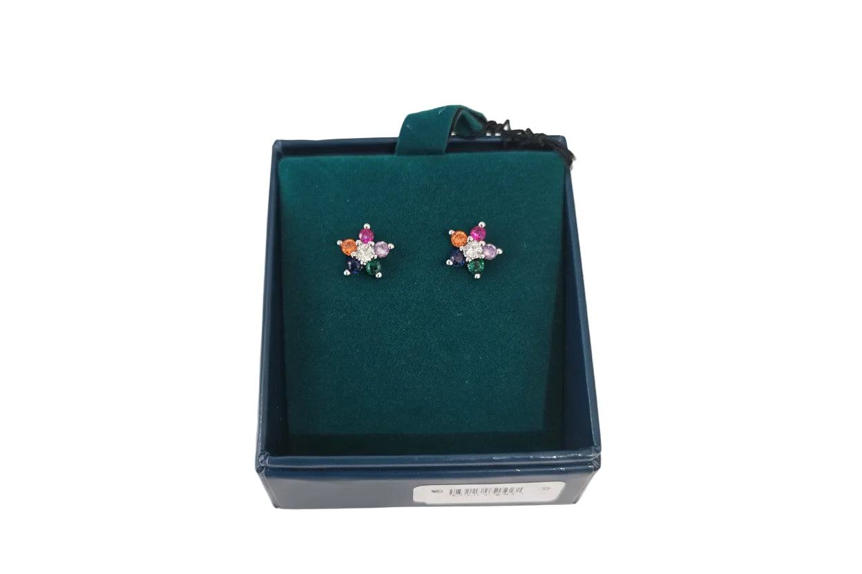 Multi Coloured Stone Star Earrings