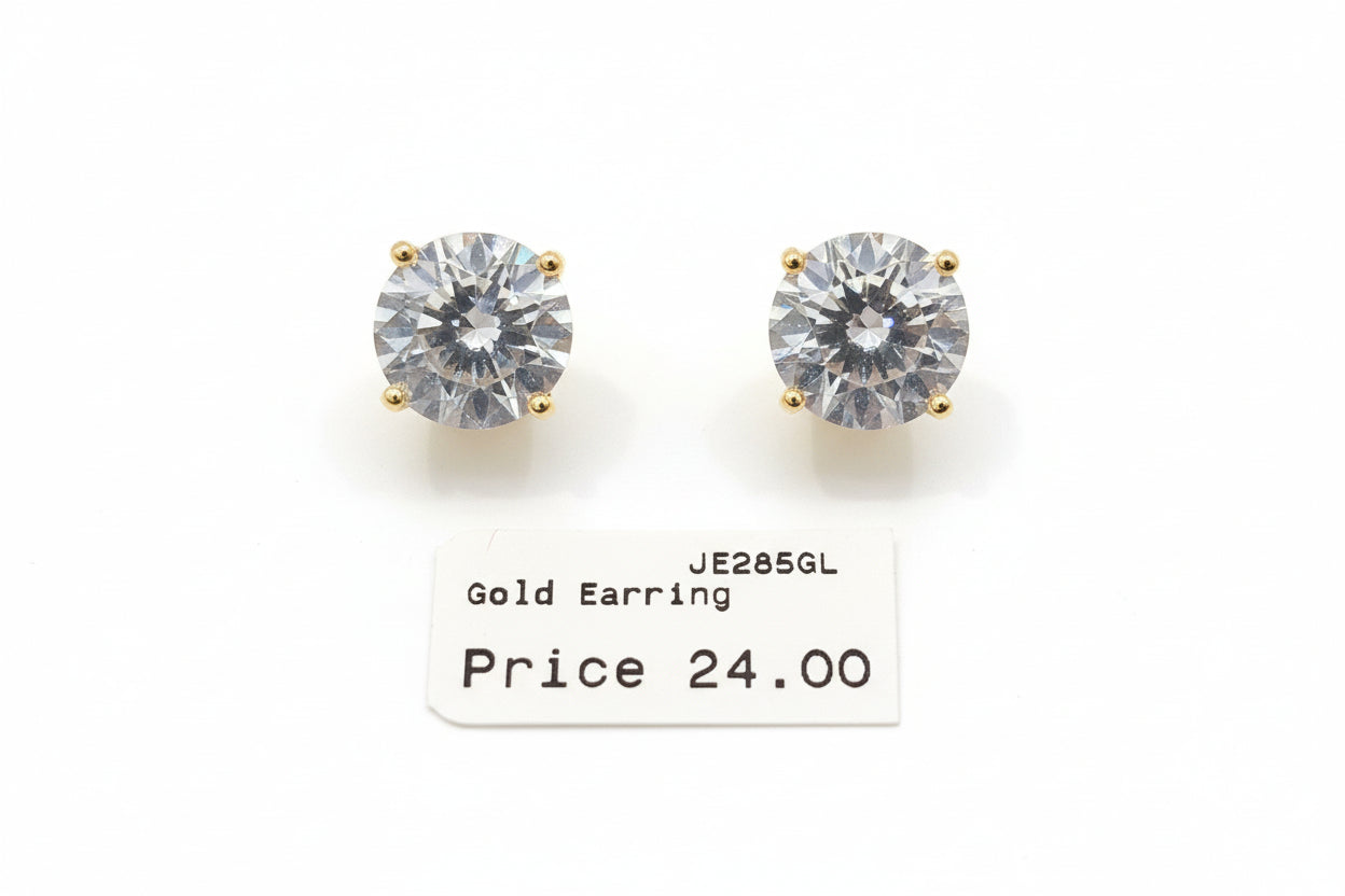 Goldplated Clear Stud Earrings