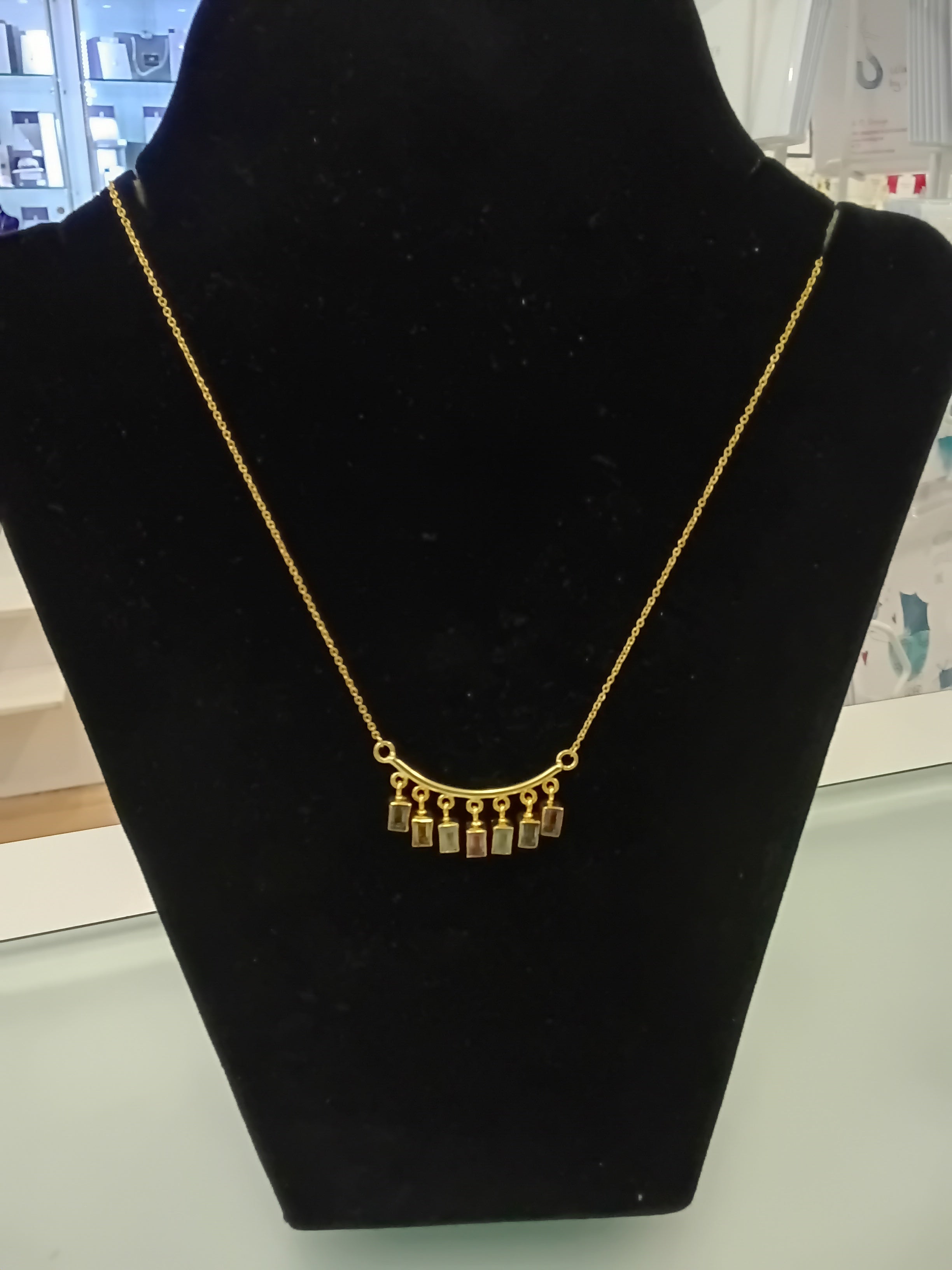 Prehnite+Citrine+Smokey +Cherry Crackle Gold Plated Necklace