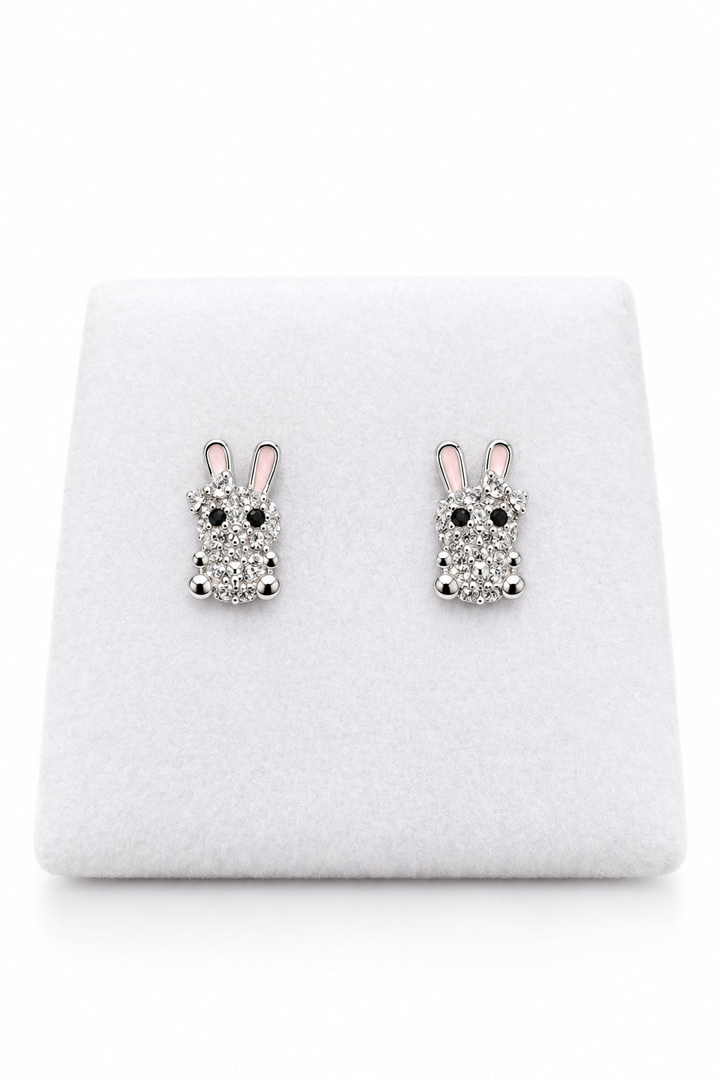Sterling Silver CZ Bunny Stud Earrings