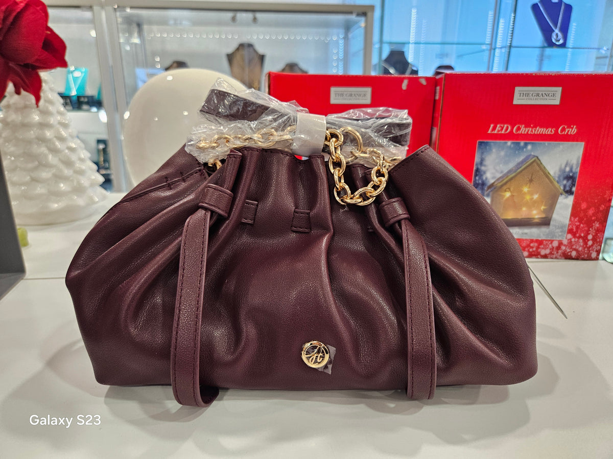 Ivy E/W Pleated Shoulder Bag Burgundy