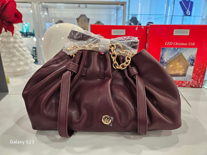 Ivy E/W Pleated Shoulder Bag Burgundy