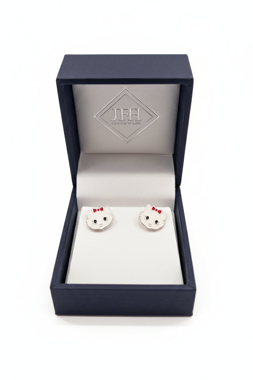 Sterling Silver Hello Kitty Style Stud
