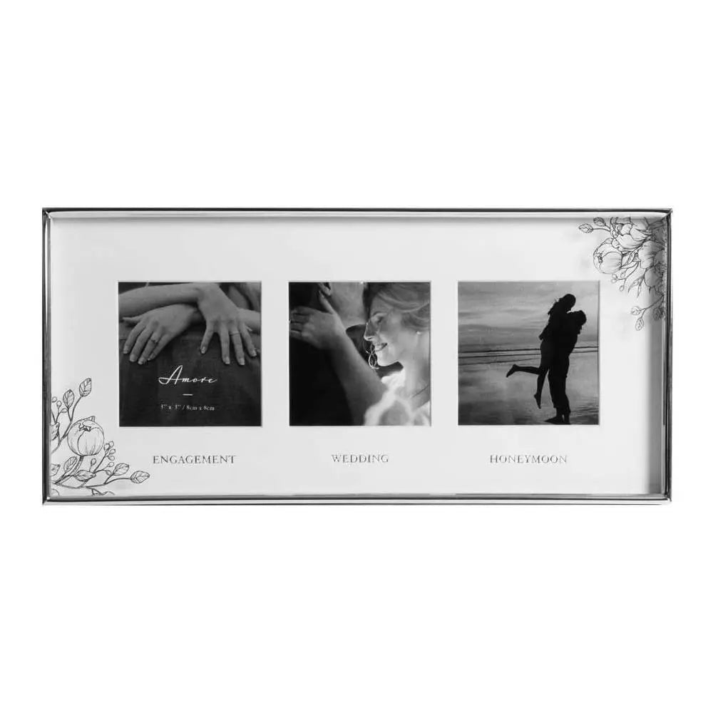 Silver Foil Triple Frame Wedding Frame