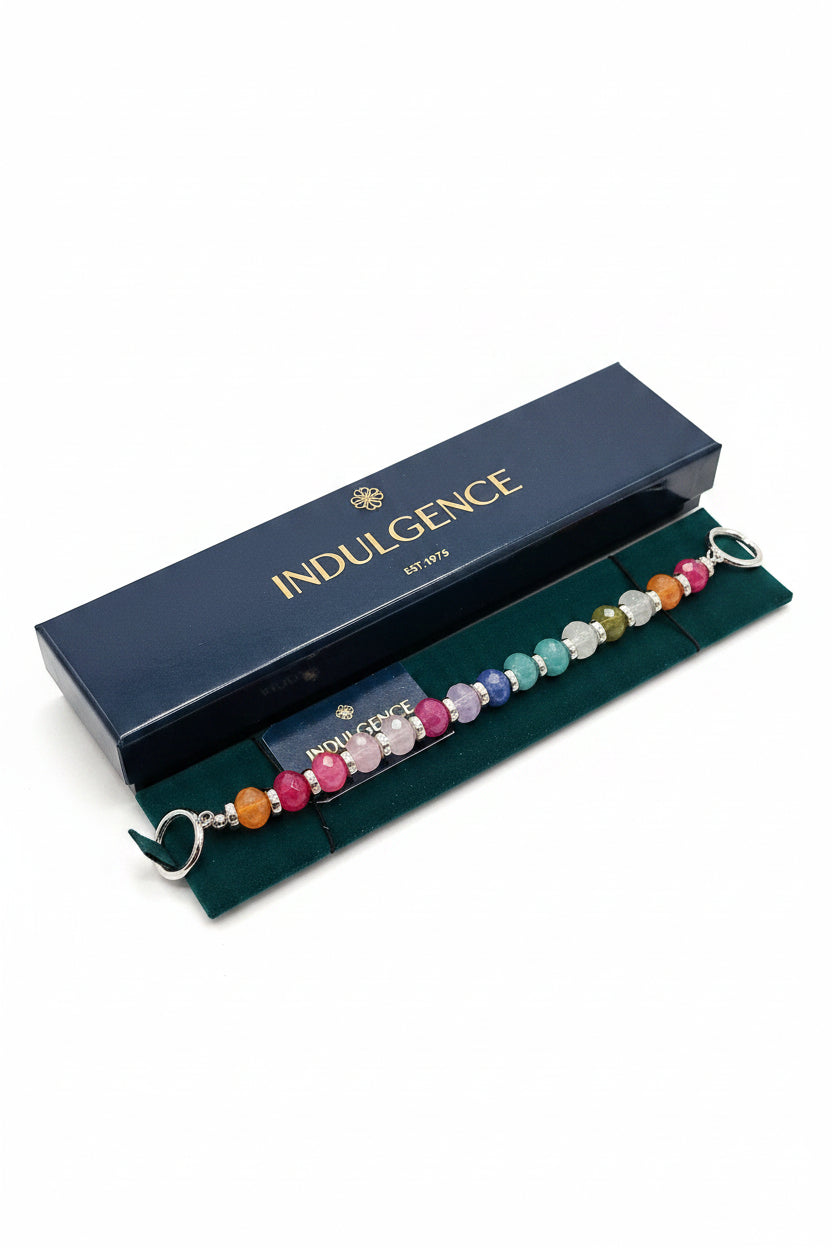 Coloured  bead t bar silver  braclet