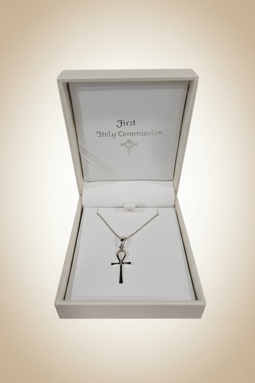 First Communion Sterling Silver Cross with Loop
