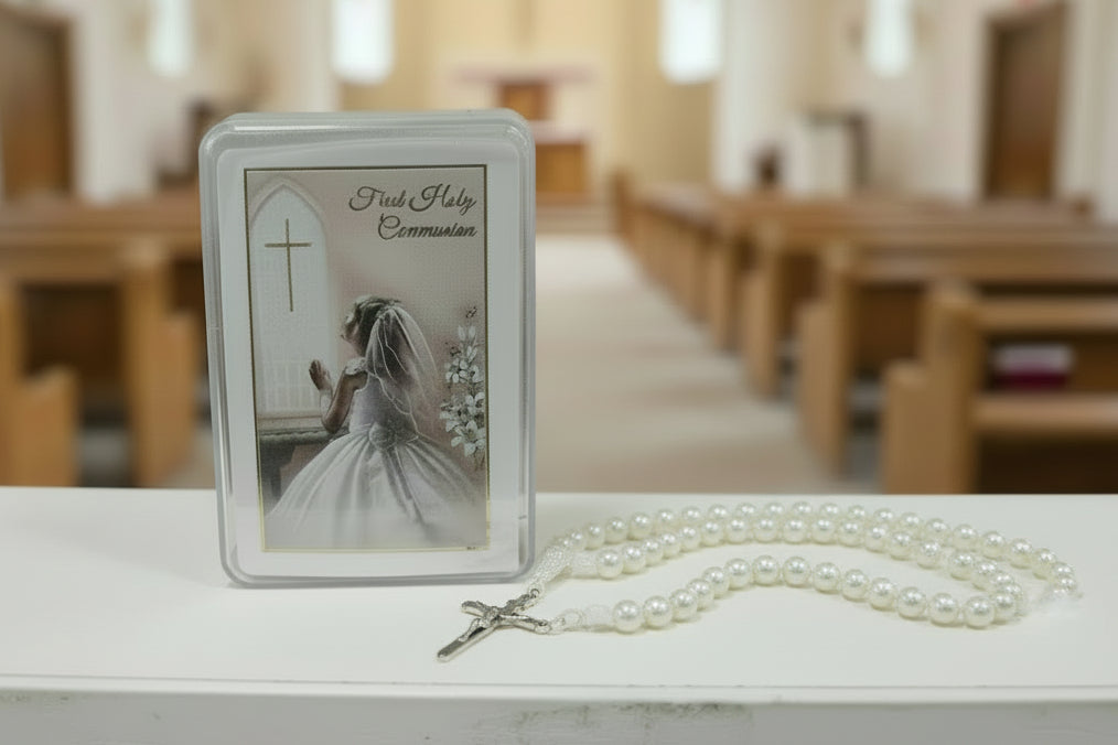 Pearl Girls First Holy Communion Rosery Beads