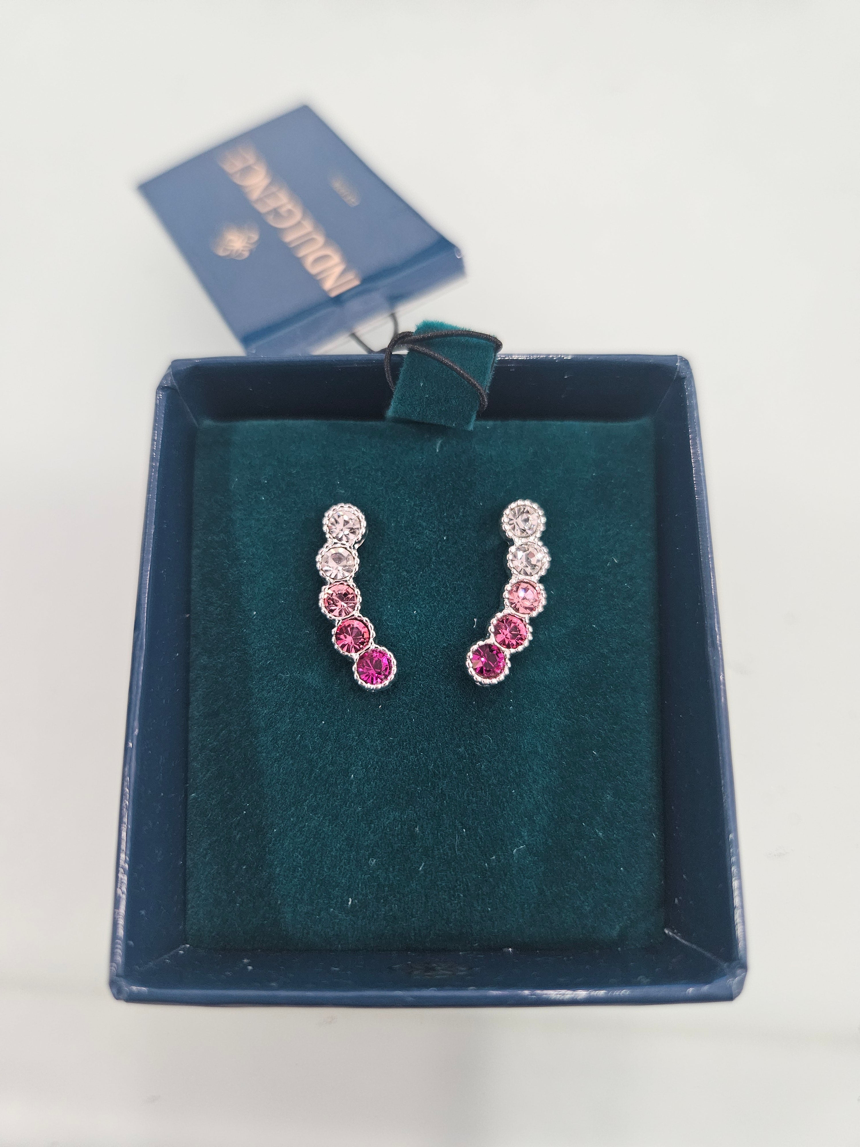 Silverplated Pink Stone Creeper Earrings
