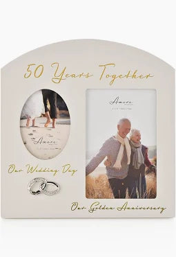 Amore Double Frame Silver Plated 50th Anniversary