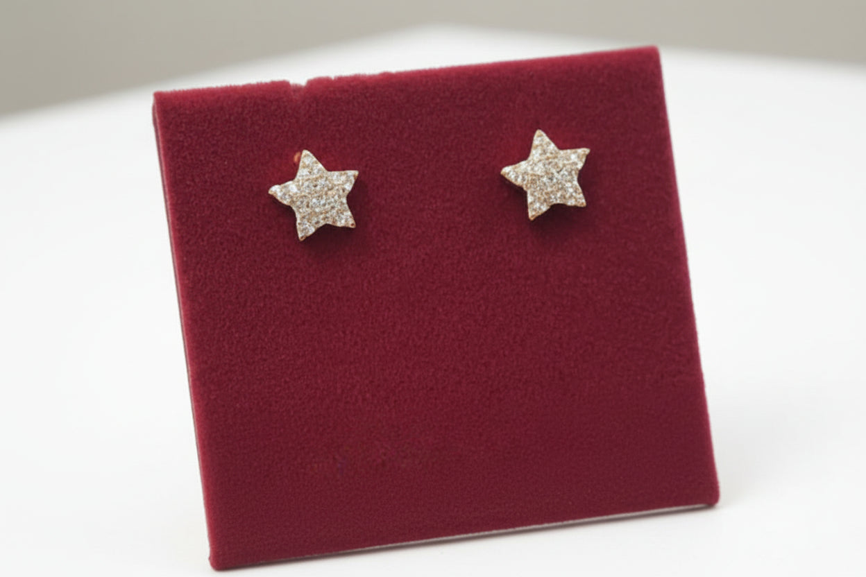 Rosegold plated Star Stud Earrings with Clear Stones