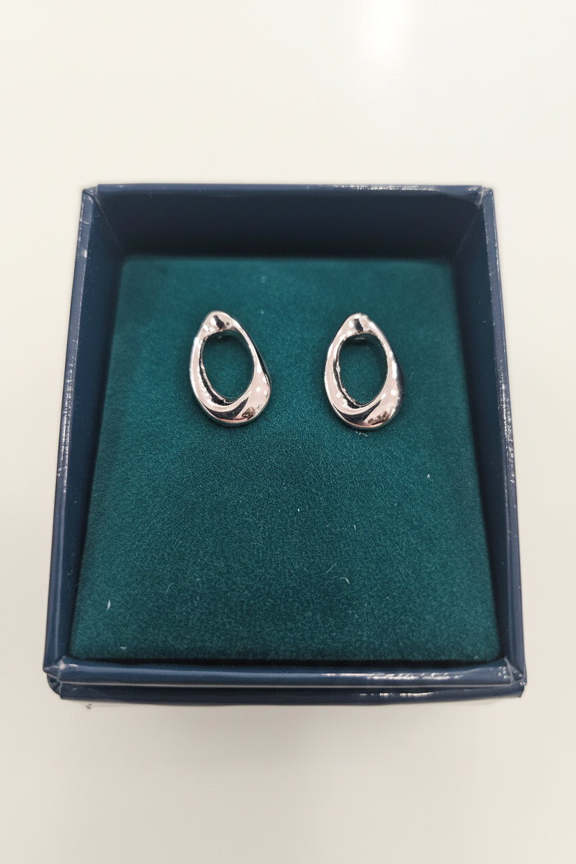 Silverplated  loop stud earrings