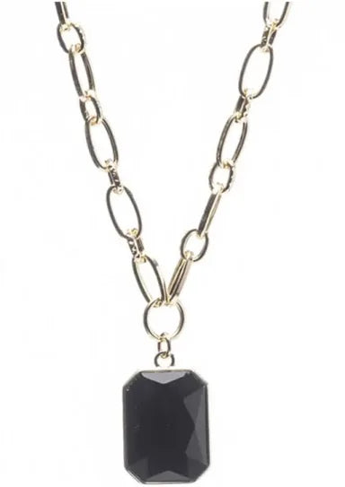 Yellow Gold Geometric Black Pendant