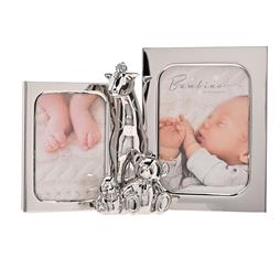 Double Photo Frame with Giraffe & 2 Teddies