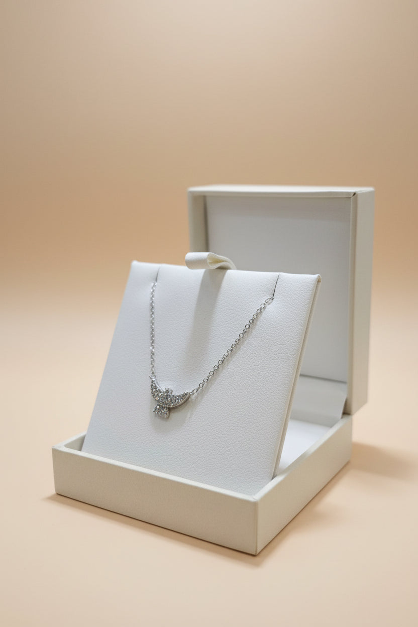 Confirmation Sterling Silver Angel with Clear Stone Necklace
