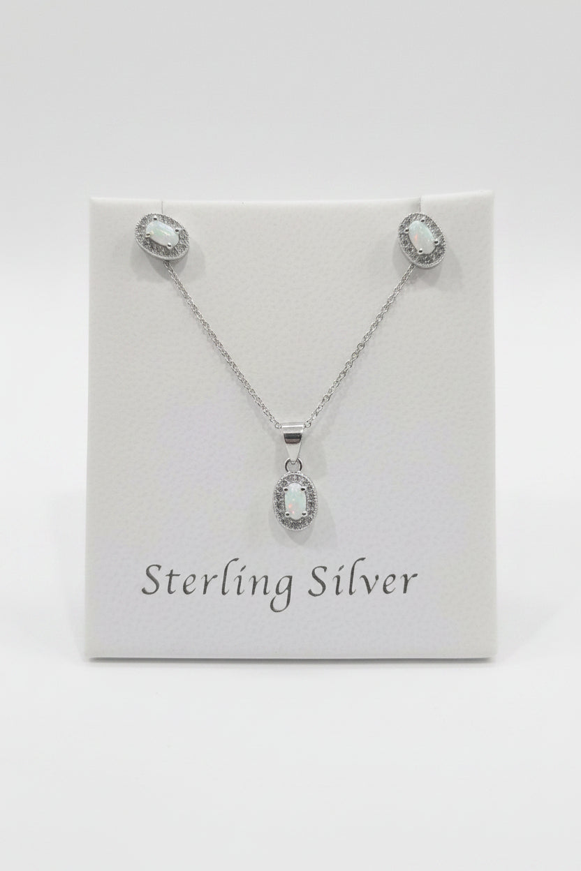 Sterling  silver opel pendent & earing set