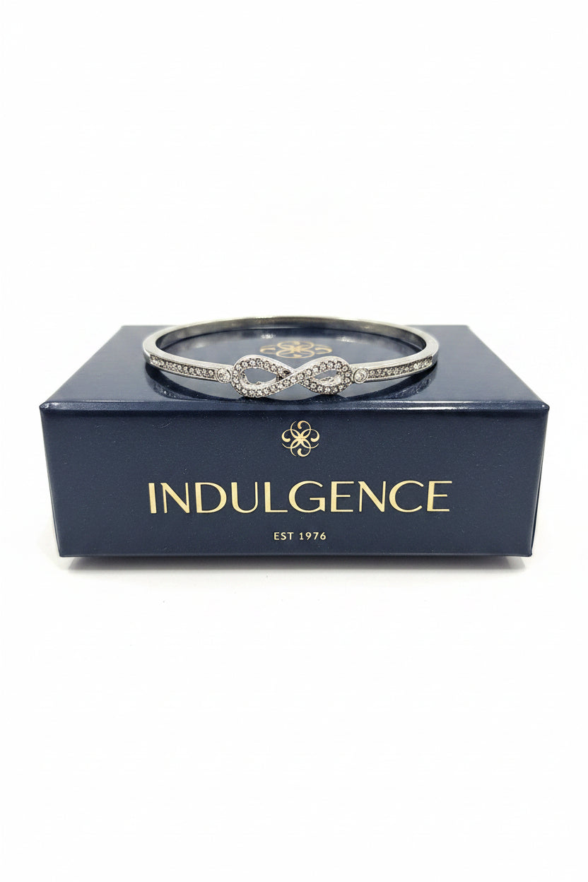Silverplated Infinity Bangle with Clear Stones