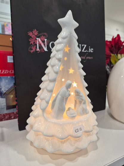 White Christmas Porcelain Tree Nativity