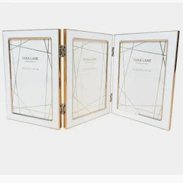Folding Photo Frame White & Gold 5 x 7