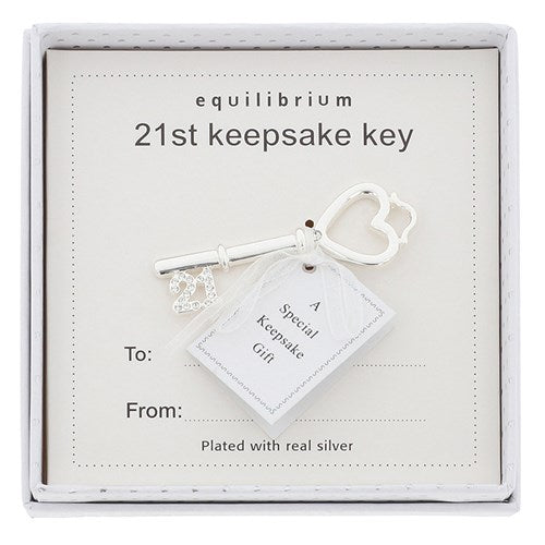 Silverplated 21st Keepsake Key