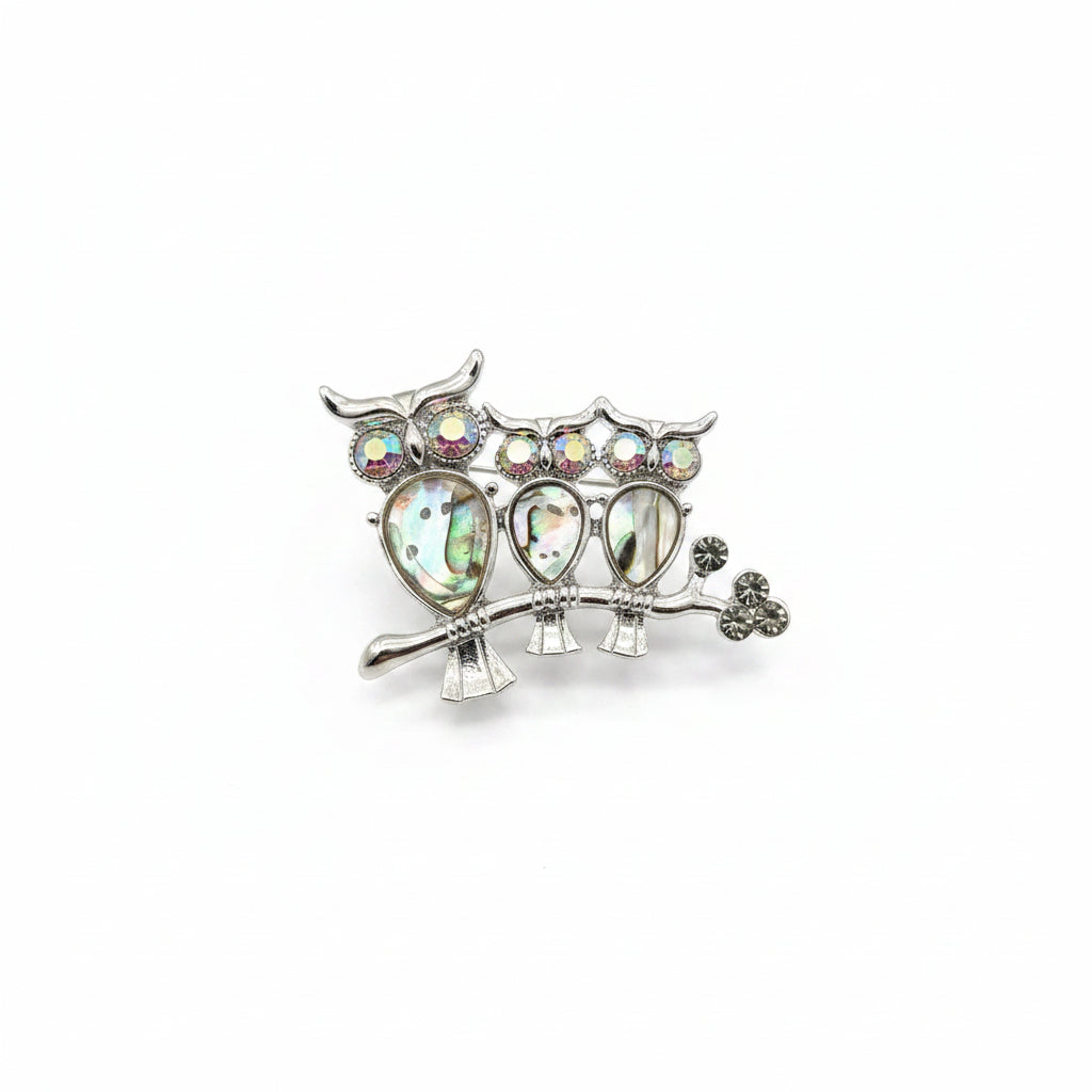 3 owl brooch