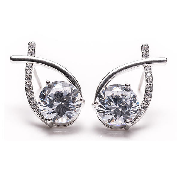 Silver Cross Diamond Earrings