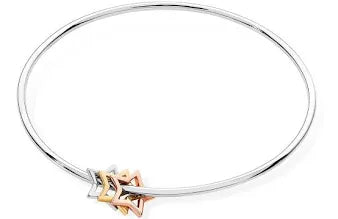 Tipperary Crystal STARS SILVER BANGLE WITH TRIPLE STARS