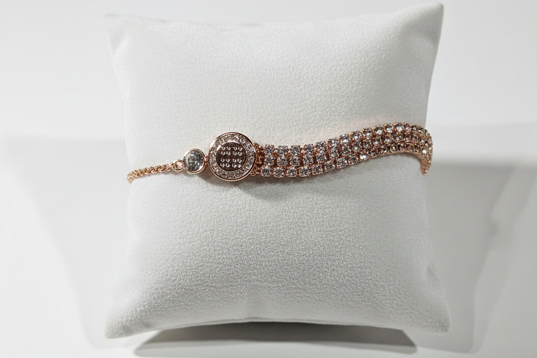 Absolute Rosegold Plated 3 Steand Diamanté Bracelet