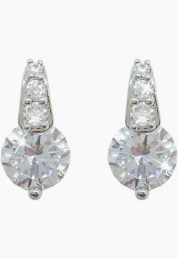 Tipperary Crystal Silver Round Earrings with Pave Bale