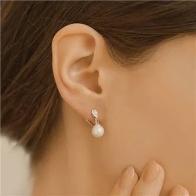Clip on Earrings with Pearl  Drop