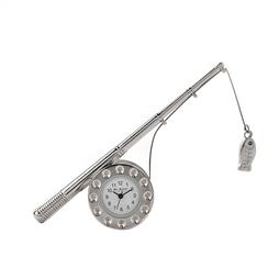 Miniature Clock Fishing Pole Satin Silver Finish