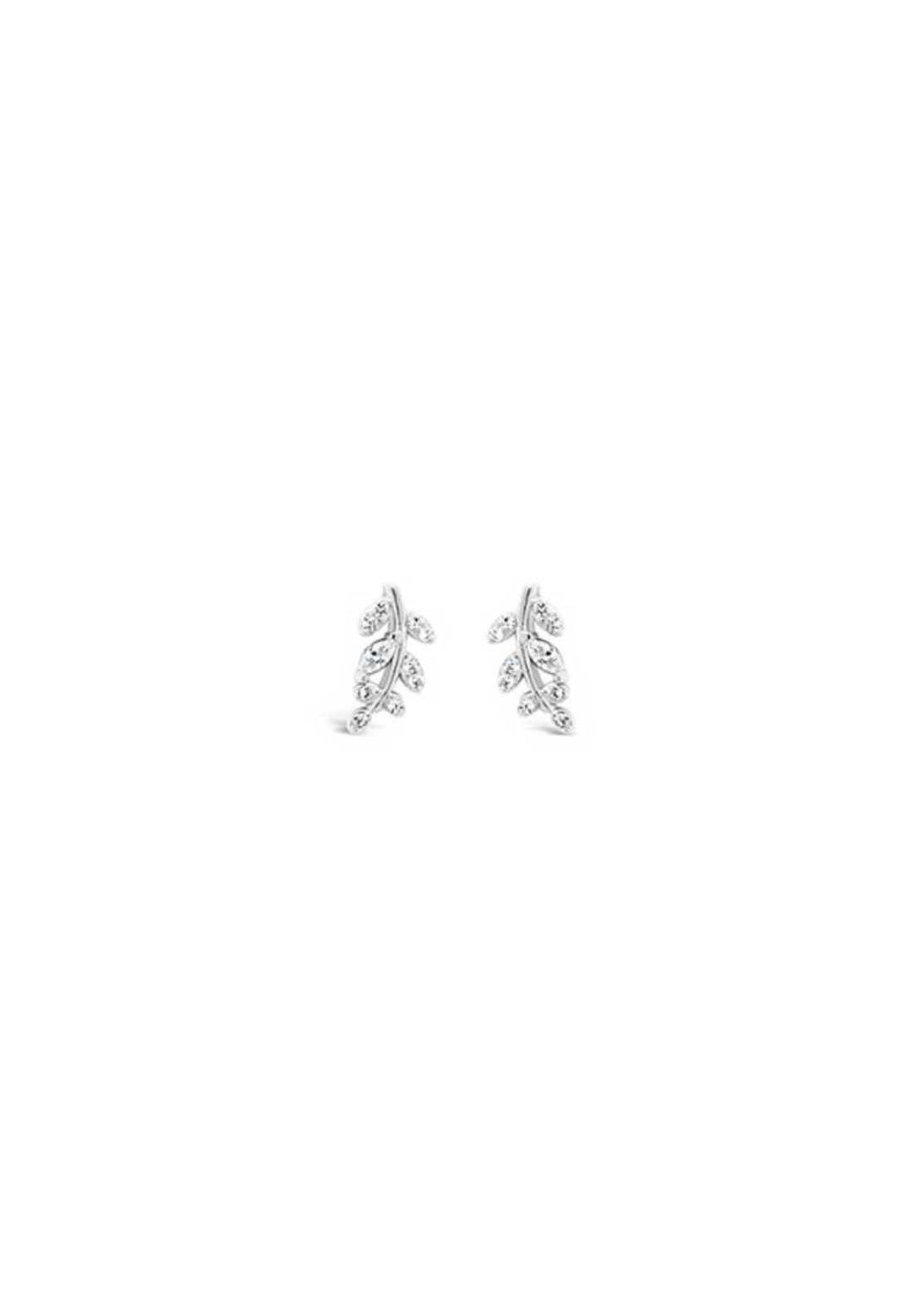 Absolute Earrings Sterling Silver Dimante Leaf