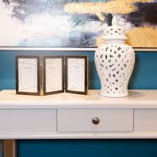 Ella White & Gold Triple Folding Frame