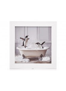 Stonewall Gallery Framed Picture Penguins in the Bath 40×40×17cm