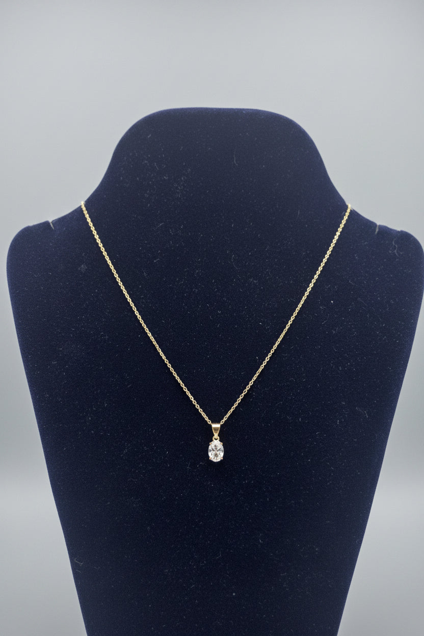 Sterling Silver Oval Cubic Zirconia Pendant