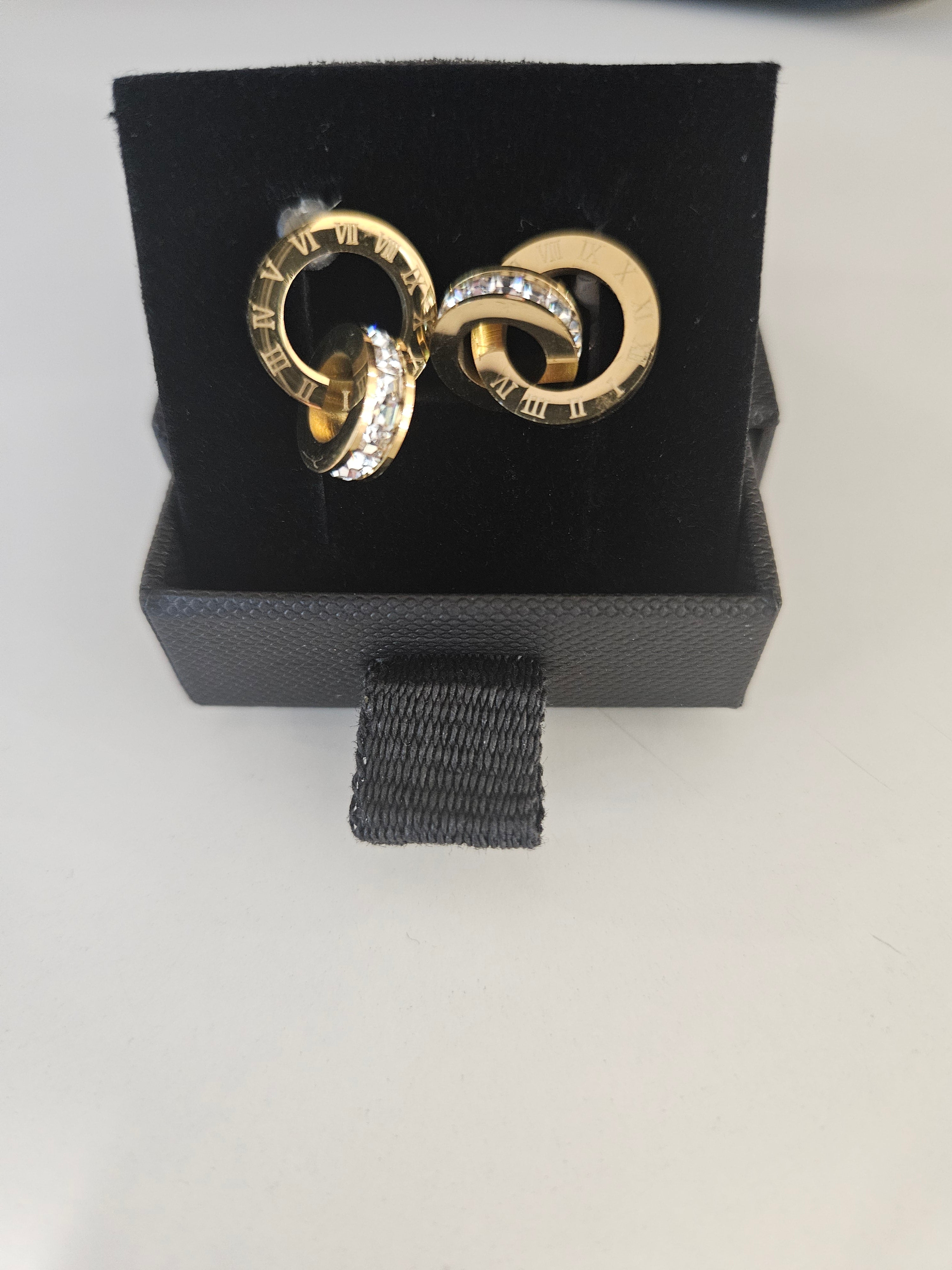 18k Gold Plated Double Hoop Earrings with Dimantè