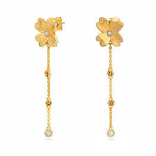 Tipperary Fleur Collection CZ Drop Yellow Gold Earrings