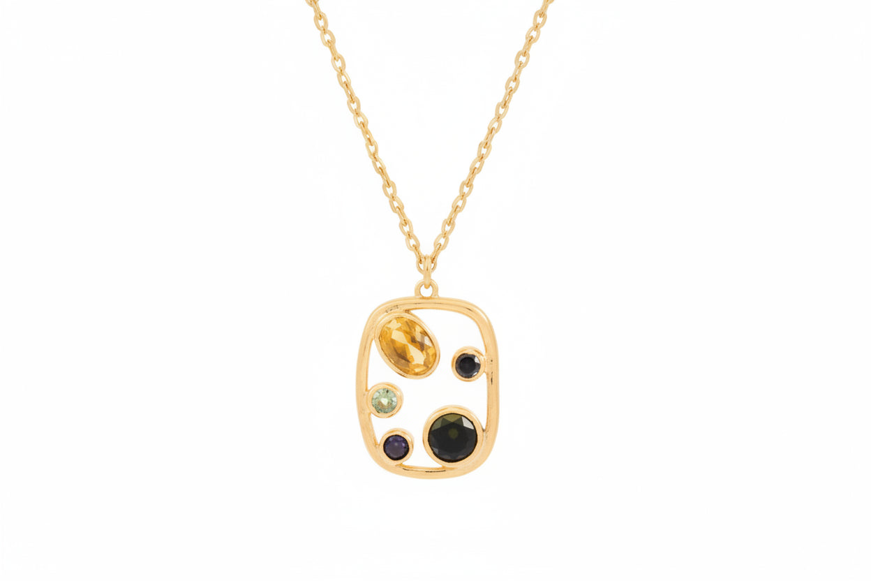 Tipperary Crystal  Maureen O'Hara Yellow Green CZ Rectangle  Pendant Gold