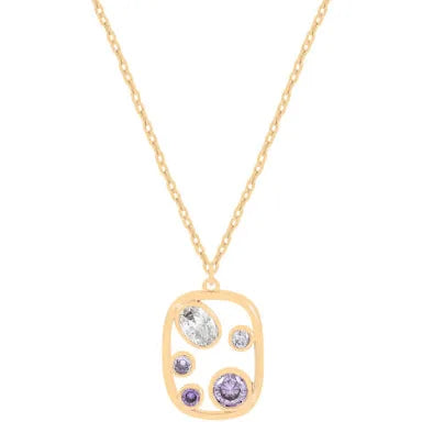 Rosegold Plated Pendant With Blue,Clear and Amethyst Stones