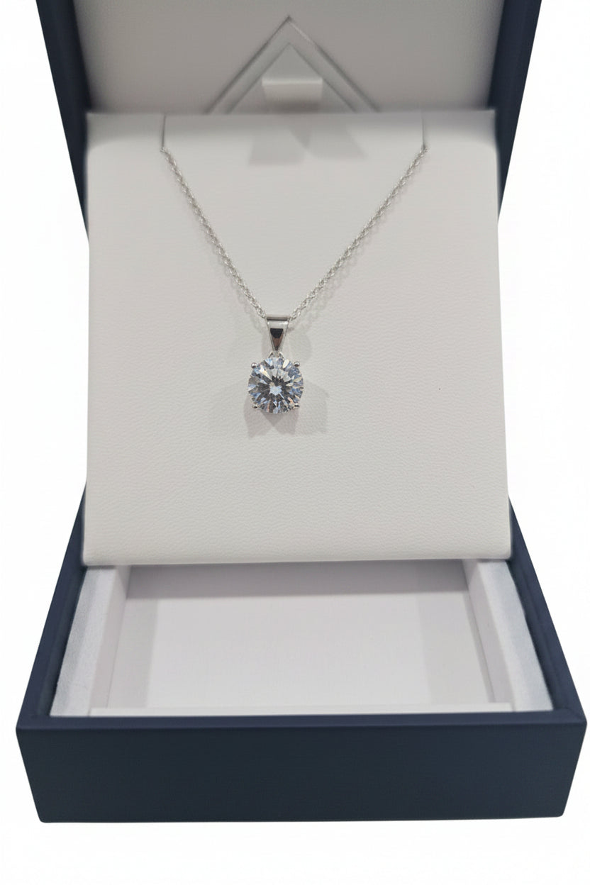 Sterling Silver 4 Claw Pendant with Cubic Zirconian