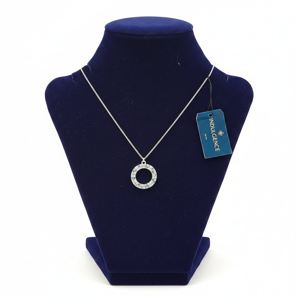 Blue &clear circular silver  pendant