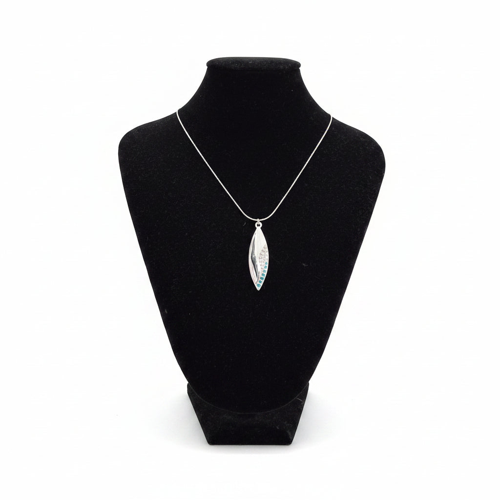 Silverplated  pendant with clear & blue stones
