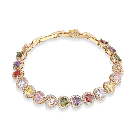 Newbridge Gold Plated Cubic Zirconia Heart Multi Stone Bracelet