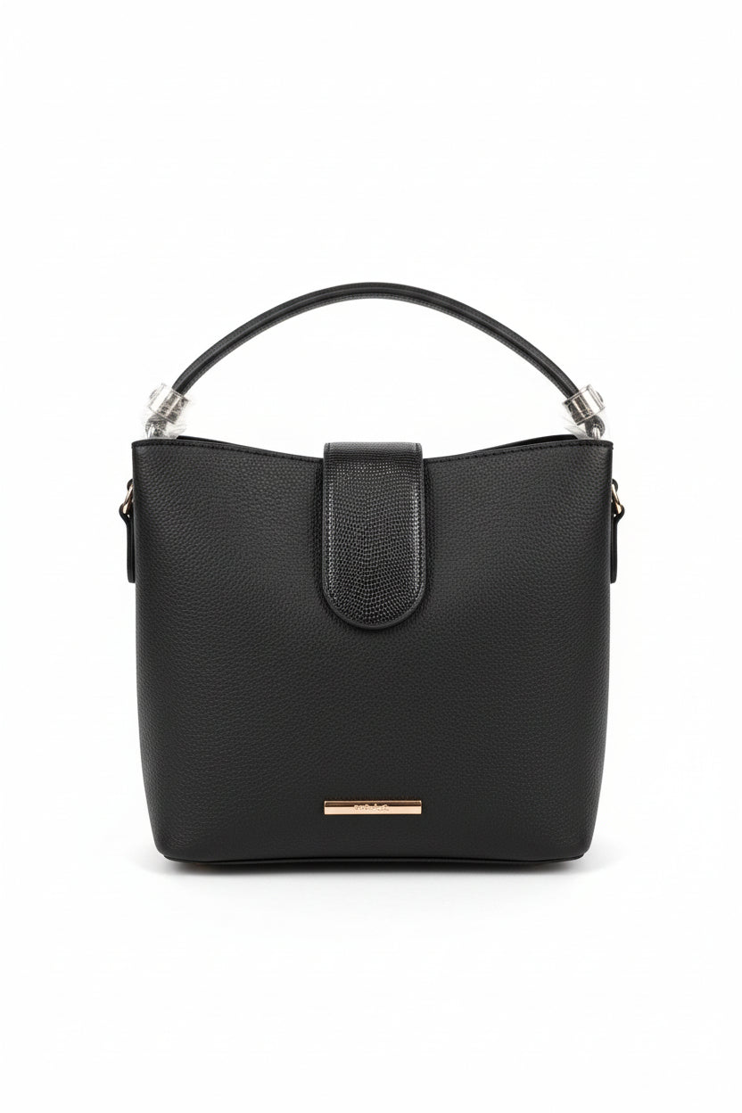 Hampton Poppy Medium Bucket Bag Black
